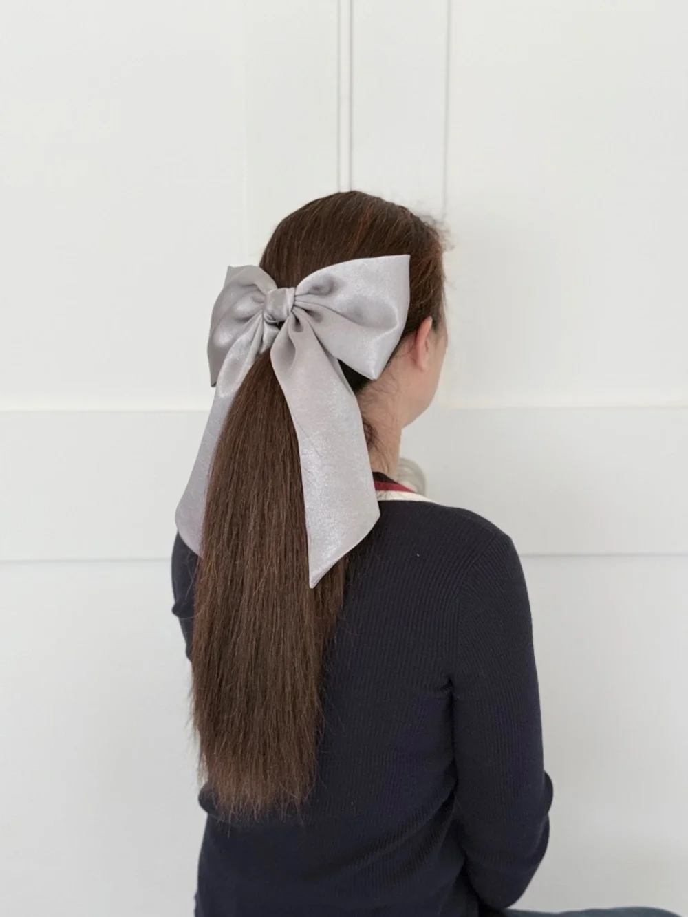 Giant satin hair bow hair barrette